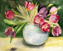 Aquarell | 36 x 48 cm | Preis: 100 € | #509 Tulpen in Vase (Aquarell)