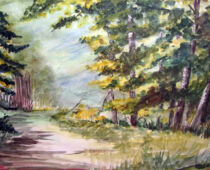 Aquarell | 36 x 48 cm | Preis: 125 € | #526 Waldweg bei Belgern (Aquarell)