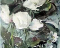 Aquarell | 30 x 60 cm | Preis: 150 € | #537 Weiße Rose im Topf (Aquarell)