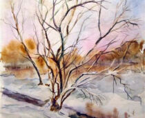 Aquarell | 30 x 40 cm | Preis: 100 € | #549 Winter am Großen Teich (Aquarell)