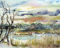 Aquarell | 30 x 40 cm | Preis: 85 € | #904 Torgau - Winter am Großen Teich (Aquarell)