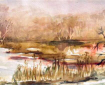 Aquarell | 30 x 60 cm | Preis: 85 € | #552 Winteranfang (Aquarell)