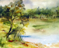 Aquarell | 30 x 40 cm | Preis: 80 € | #46 Am Großen Teich (Aquarell)