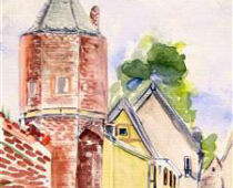 Aquarell | 30 x 60 cm | Preis: 65 € | #52 Am Rhein (Aquarell)