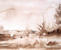 Aquarell Sepia | 30 x 60 cm | Preis: 100 € | #713 Torgau - Am Großen Teich (Aquarell Sepia)