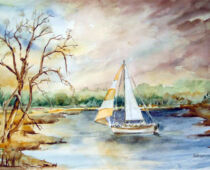 Aquarell | 36 x 48 cm | Preis: 150 € | #684 Am Großen Teich (Aquarell)