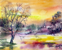 Aquarell | 36 x 48 cm | Preis: 125 € | #816 An der Elbe (Aquarell)