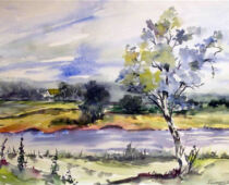 Aquarell | 36 x 48 cm | Preis: 125 € | #56 An der Elbe (Aquarell)