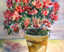 Aquarell | 36 x 48 cm | Preis: 100 € | #71 Azaleen im Topf (Aquarell)