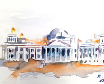 Aquarell | 18 x 24 cm | Gastgeschenk Hochzeit | #958 Berliner Reichstag (nachempfunden) (Aquarell)