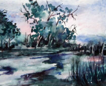 Aquarell | 30 x 40 cm | Preis: 100 € | #846 Blaue Stimmung im Winter (Aquarell)