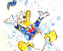 Aquarell | 18 x 24 cm | Gastgeschenk Hochzeit | #964 Donald Duck (nachempfunden) (Aquarell)