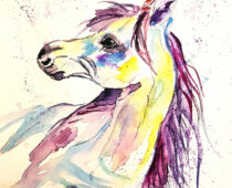 Aquarell | 18 x 24 cm | Gastgeschenk Hochzeit | #965 Einhorn - kindlich (nachempfunden) (Aquarell)