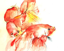 Aquarell | 18 x 24 cm | Gastgeschenk Hochzeit | #967 Fische (nachempfunden) (Aquarell)