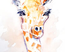 Aquarell | 18 x 24 cm | Gastgeschenk Hochzeit | #969 Giraffe (nachempfunden) (Aquarell)