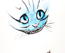 Aquarell | 18 x 24 cm | Gastgeschenk Hochzeit | #970 Grinsekatze (nachempfunden) (Aquarell)