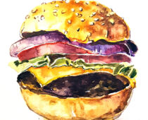 Aquarell | 18 x 24 cm | Gastgeschenk Hochzeit | #971 Hamburger (nachempfunden) (Aquarell)