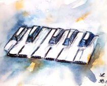 Aquarell | 18 x 24 cm | Gastgeschenk Hochzeit | #985 Keyboard (nachempfunden) (Aquarell)