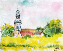 Aquarell | 18 x 24 cm | Gastgeschenk Hochzeit | #986 Kirche (Aquarell)