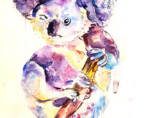 Aquarell | 18 x 24 cm | Gastgeschenk Hochzeit | #987 Koala (nachempfunden) (Aquarell)