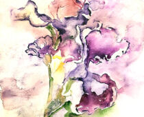 Aquarell | 18 x 24 cm | Gastgeschenk Hochzeit | #993 Lila Blüte (nachempfunden) (Aquarell)