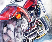 Aquarell | 18 x 24 cm | Gastgeschenk Hochzeit | #1001 Motorrad Shopper (nachempfunden) (Aquarell)