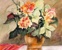 Aquarell | 40 x 40 cm | Preis: 75 € | #357 Orangene Blüten (Aquarell)