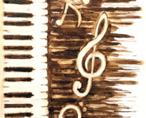 Aquarell | 18 x 24 cm | Gastgeschenk Hochzeit | #1007 Piano Sepia (nachempfunden) (Aquarell)