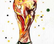 Aquarell | 18 x 24 cm | Gastgeschenk Hochzeit | #1008 Fußballpokal (nachempfunden) (Aquarell)