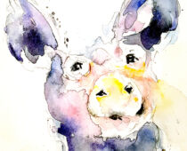 Aquarell | 18 x 24 cm | Gastgeschenk Hochzeit | #1013 Schweinchen (nachempfunden) (Aquarell)