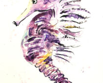 Aquarell | 18 x 24 cm | Gastgeschenk Hochzeit | #1014 Seepferchen (nachempfunden) (Aquarell)