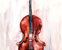 Aquarell | 18 x 24 cm | Gastgeschenk Hochzeit | #1026 Violine (nachempfunden) (Aquarell)