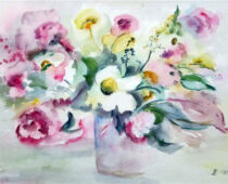 Aquarell | 36 x 48 cm | Preis: 125 € | #778 Zarte Blüten in Rosa (Aquarell)