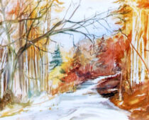 Aquarell | 36 x 48 cm | Besitz Raiffeisenbank | #577 Heidelandschaft bei Roitzsch (Aquarell)