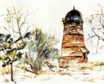 Aquarell | 36 x 48 cm | Besitz Raiffeisenbank | #578 Holländer-Mühle Beilrode (Aquarell)