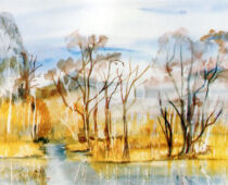 Aquarell | 36 x 48 cm | Besitz Raiffeisenbank | #579 Klitzschener Teiche (Aquarell)