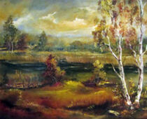 Öl auf Hartfaser | 40 x 50 cm | Preis: 300 € | #595 Torgau - Am Großen Teich (Öl auf Hartfaser)