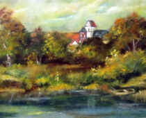 Öl auf Hartfaser | 30 x 60 cm | Preis: 125 € | #604 Belgern - Blick zur Kirche (Öl auf Hartfaser)