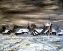 Öl | 40 x 50 cm | Preis: unverkäuflich € | #872 Dorflandschaft (Öl)