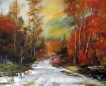 Öl auf Hartfaser | 40 x 50 cm | Preis: 150 € | #610 Dübener Heide - Winterlandschaft (nachempfunden) (Öl auf Hartfaser)