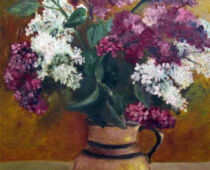 Öl auf Hartfaser | 40 x 50 cm | Preis: 125 € | #614 Flieder in Tonvase (Öl auf Hartfaser)