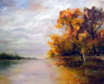 Öl auf Hartfaser | 30 x 40 cm | Preis: 75 € | #620 Herbst am Großen Teich (Öl auf Hartfaser)