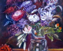 Öl | 40 x 50 cm | Preis: 150 € | #766 Herbstastern mit Lilien (Öl)