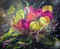 Öl auf Hartfaser | 40 x 50 cm | unverkäuflich | #648 Tulpenstrauß (Öl auf Hartfaser)