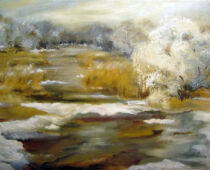 Öl | 30 x 40 cm | Preis: 125 € | #695 Torgau - Winter am Großen Teich (Öl)