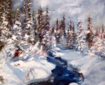 Öl | 40 x 40 cm | Preis: 100 € | #755 Winterlandschaft (Öl)