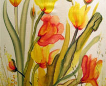 Seide | 30 x 40 cm | Preis: 100 € | #675 Tulpen (Seide)