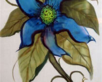 Seidenmalerei | 30 x 40 cm | Preis: 100 € | #773 Blaue Blüte (Seidenmalerei)