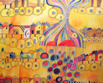 Seide | 50 x 60 cm | Preis: 175 € | #673 Hundertwasser (nachempfunden) (Seide)