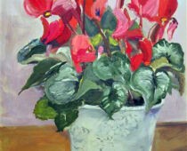 Tempera | 40 x 50 cm | Preis: 75 € | #676 Alpenveilchen (Tempera)